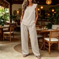 thumbnail image 2 of HAYIMI Womens Plus Size Outfits Sets 2 Pieces Elegant Casual Fly Sleeve Shirts Tops And Trousers Lightweight Comfortable Everyday For Warm Weather Modern Relaxed Fit Solid Color Classic Clothing Sets, 2 of 7