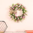 thumbnail image 4 of Corona de flores artificiales para puerta de primavera, para exteriores, de 40 cm, ligera, ideal para puerta de entrada, pared, sala de estar, decoración de bodas, guirnaldas de tulipanes de lino., 4 of 9