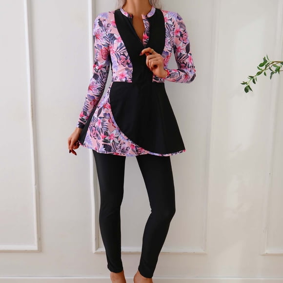 Haivin Modest Swimwear for Women, Middle East Conservative Two-Piece Swimsuit with Zipper, Full Coverage Islamic Swimming Costume for Beach and Pool