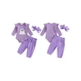 thumbnail image 2 of RUINIXCW Newborn Baby Girl Halloween Outfit Infant Girls Fall Winter Clothes Ghost Embroidery Ribbed Long Sleeve Romper with Dot Pants Headband Set, 2 of 10