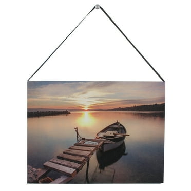 7.8" Light-Up Led Rowboat At Dawn Art