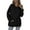 Black, variant on kayannuo Fall Clothes For Women Women's Casual Solid Color Round Neck Loose Pocket Long Sleeve Sweatshirt Khaki