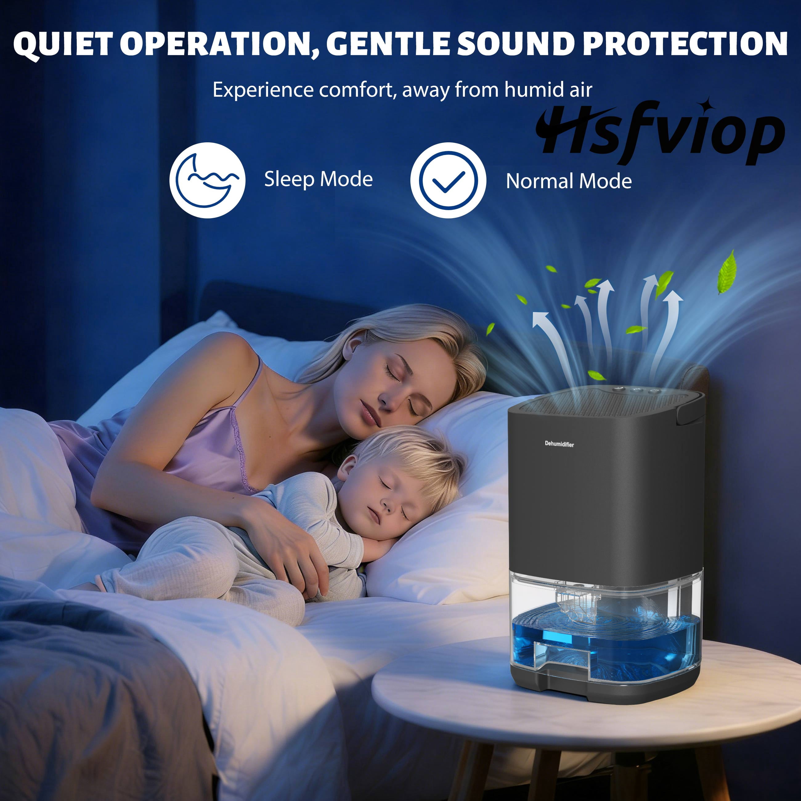 Hsfviop Dehumidifier for Home with LED Light Portable Water Tank with Auto-off for Home 7 Colors,Black