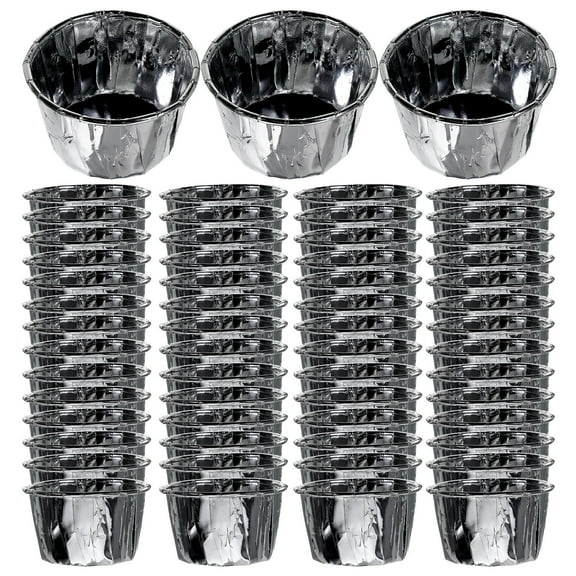UPOUART Non-Stick Silver Paper Muffin Liners, High Temperature Resistant, 50 Pieces for Home Baking and Bakery Use