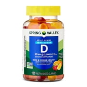 (3 pack) Spring Valley Zero Sugar Vitamin D Gummies, 50 mcg (2,000 IU), 120 Count Dietary Supplement for Bone and Immune Health