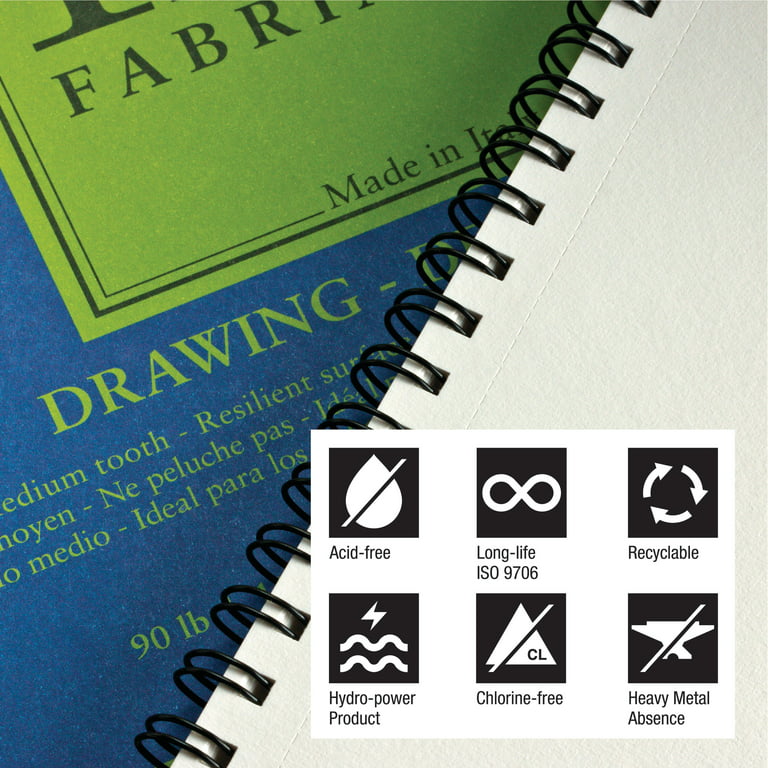 Fabriano 1264 Drawing Pad, 18x24, 90 lb, 20 Sheets, 100% Alpha-Cellulose,  Drawing & Illustration 