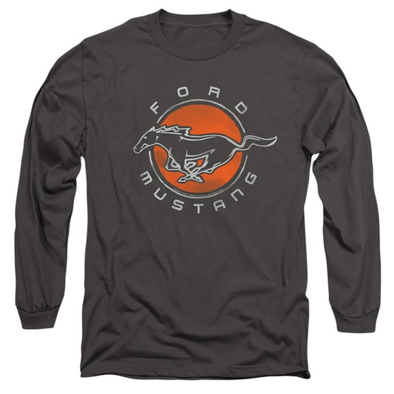 Ford Mustang Mustang Circle Long Sleeve Adult 18/1 T-Shirt Charcoal