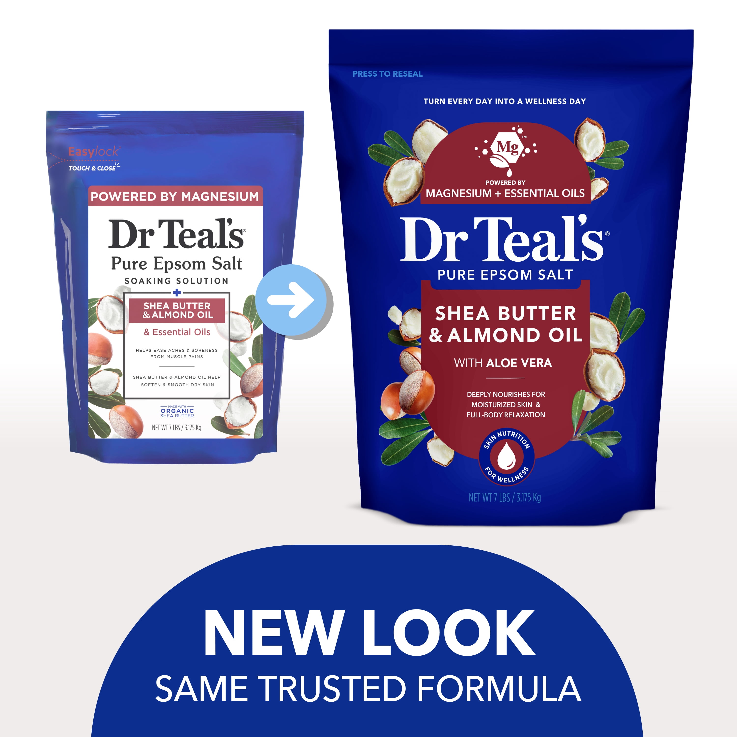 (4 pack) Dr Teal's Epsom Salt Magnesium Soak, with Shea Butter & Almond Oil, 7 lbs