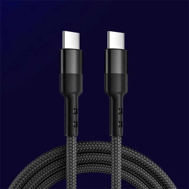 Adaptador de 60 W PD de tipo C a tipo C, carga rápida, doble cabezal, macho a macho