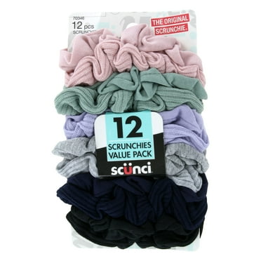 Scunci The Original Scrunchie Textured Hair Scrunchies, Assorted Pastel Colors, 12-Count