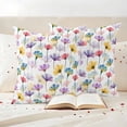 thumbnail image 3 of Colorful Floral Pillow Covers 2 Pack Watercolor Purple Yellow Blue Pink Flowers Pillowcase Waterproof Outdoor Throw Pillow Cover for Patio Garden Square Cushion 24”x24”, 3 of 9