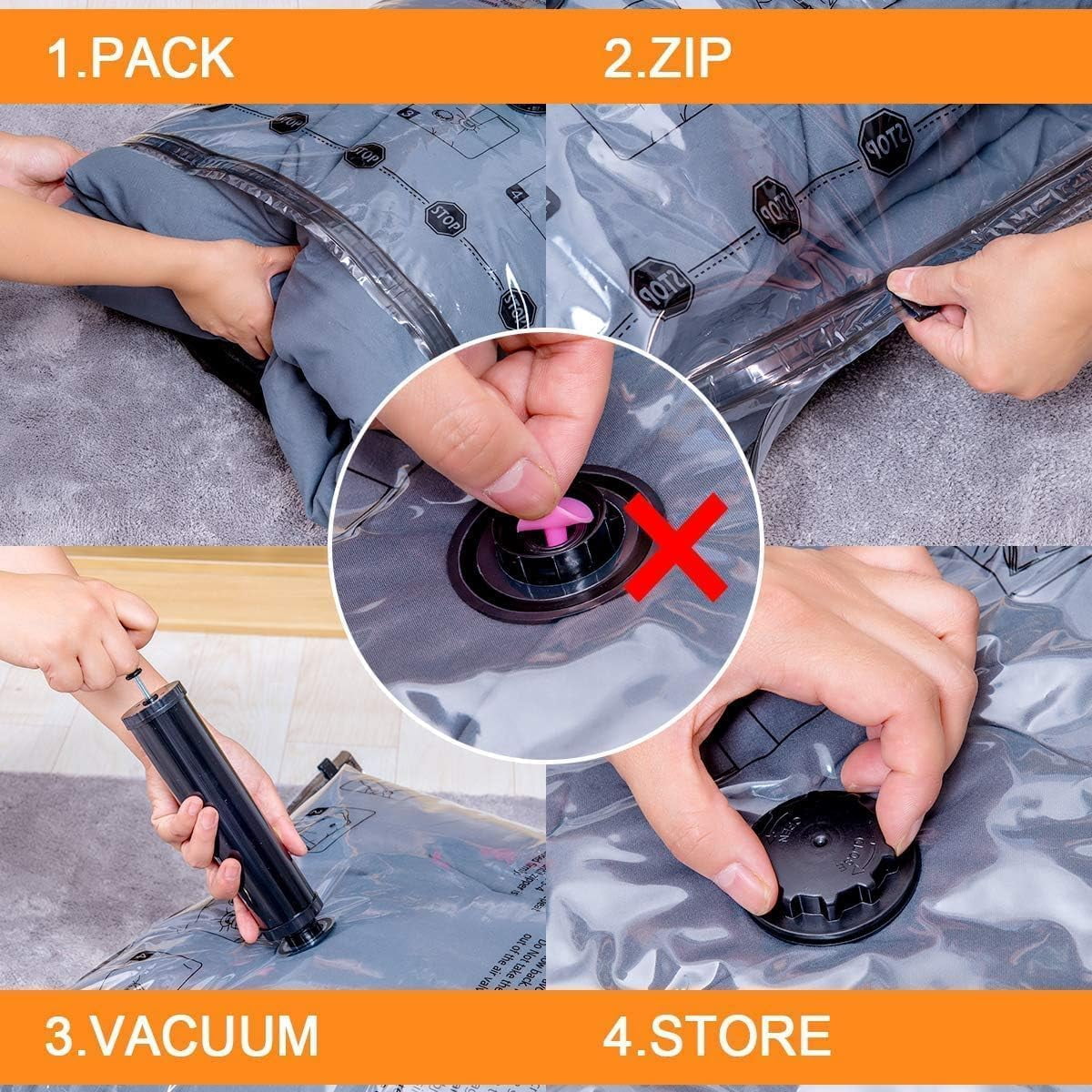 Vacuum Storage Bags, Space Saver Bags for Clothing,Blankets,Comforters, Pillows, Clothes,Travel,28 Combo-EPUMP