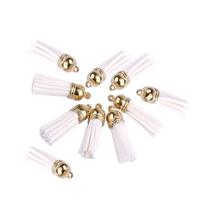 Llavero encantos Kearding 10 piezas borlas decoraciones artesanía Blanco