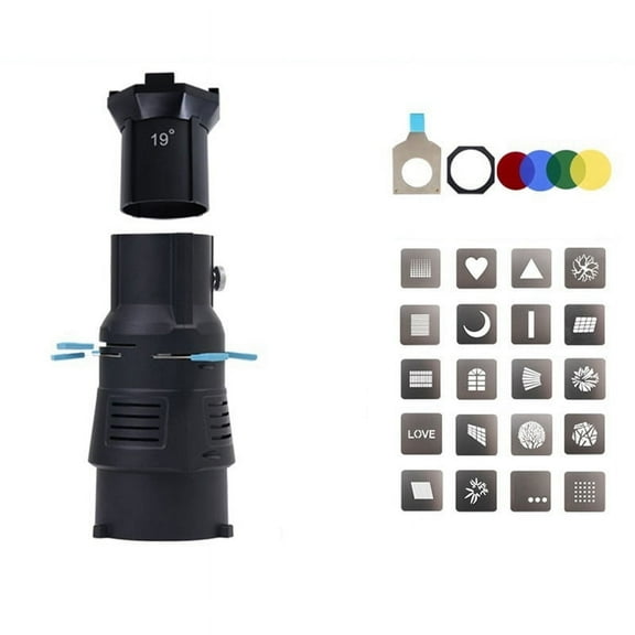 Focalize Conical Snoot for Bowens Mount Photography Photo Condenser with Built-in Geometric Sheet Shapes Gobo Filter 19°