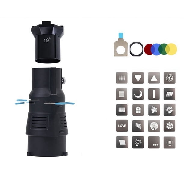 Snoot Cónico Focalize para Condensador de Fotografía con Bowens y Filtro Gobo de Formas Geométricas de Láminas Incorporado de 19°