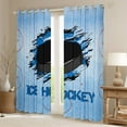 thumbnail image 2 of Feelyou Kids Ice Hockey Curtains Pack of 2 (42x84 Each), Est Sleep Sports Curtains Blackout, Blue Stripes Lines Bedroom Curtains, Window Curtains Home Decor, 2 of 6
