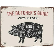 Butcher's Guide Curts of Pig Metal Tin Sign Family Farmhouse Wall Kitchen Decoration 8x12 Inches (Curts of Pig)