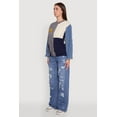 thumbnail image 4 of Womens Daisy Color Blocked Denim Sleeve Sweater, 4 of 5