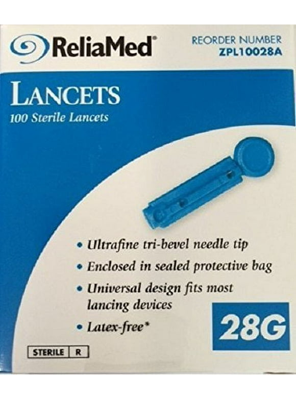 ReliaMed Universal Safety Seal Lancets, 28G - 100/bx