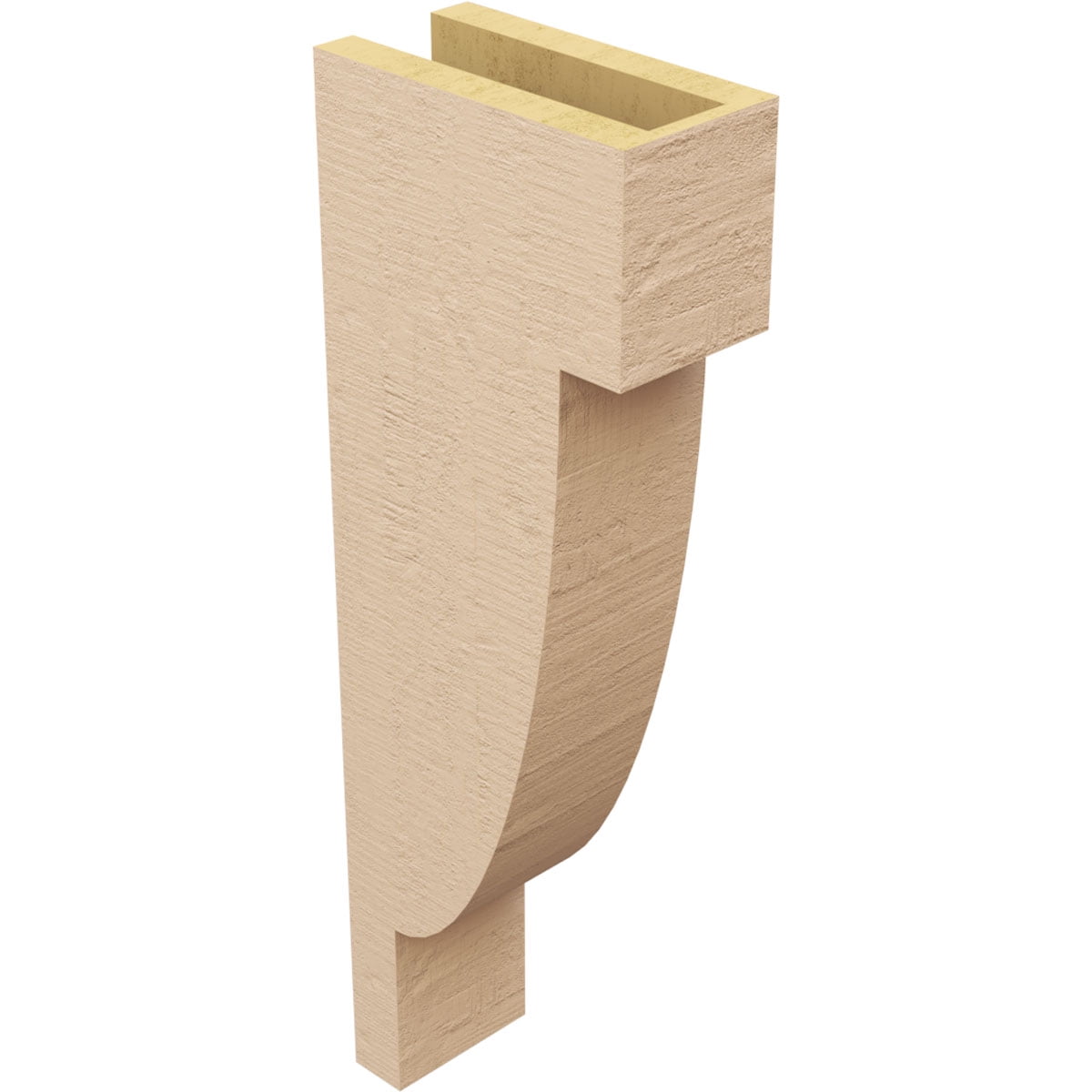 4"W x 8"D x 24"H Thin Alpine Rough Cedar Woodgrain TimberThane Corbel, Primed Tan
