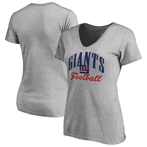 Women's Heather Gray New York Giants Victory Script V-Neck T-Shirt