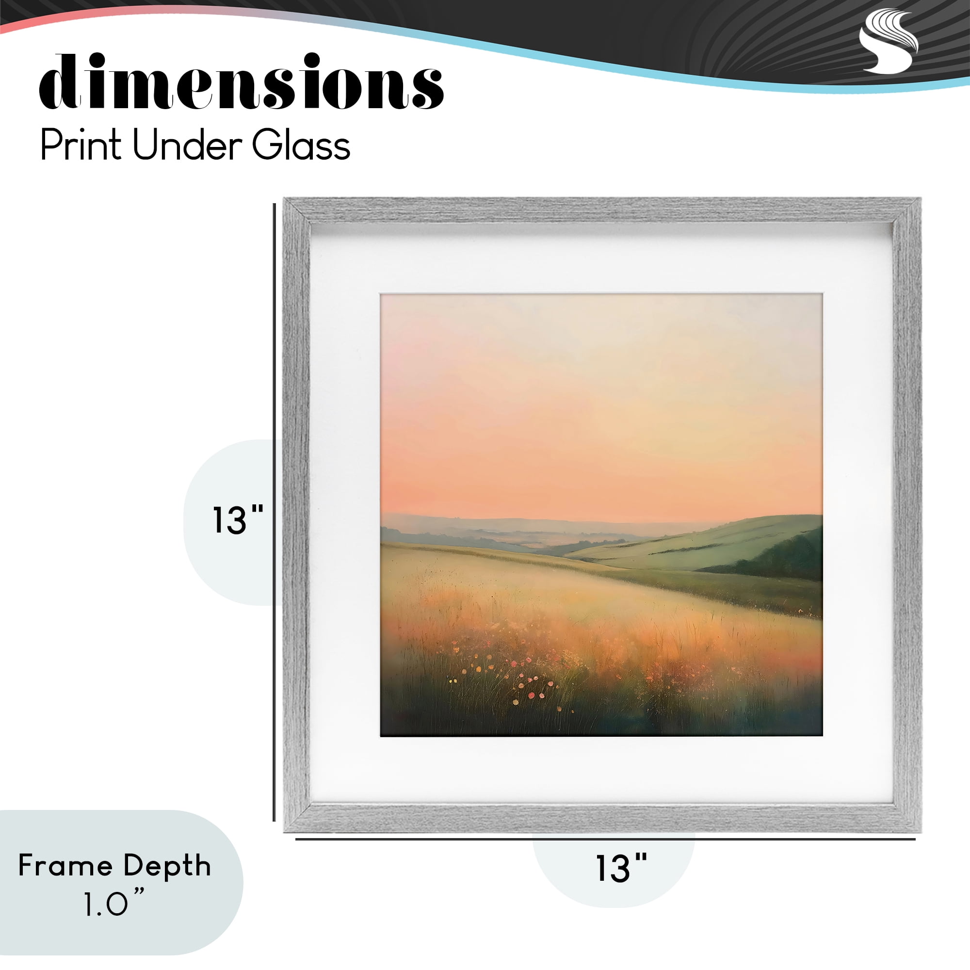 Stupell Industries Sun Coming Up Over Meadow Gray Framed Print Under Glass, design by Creative Studio