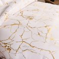 thumbnail image 3 of Satin Bedding Set White Satin Duvet Cover Set 3 Pcs White Gold Metallic Marble Pattern Luxurious Bedding Set King Size, 3 of 8
