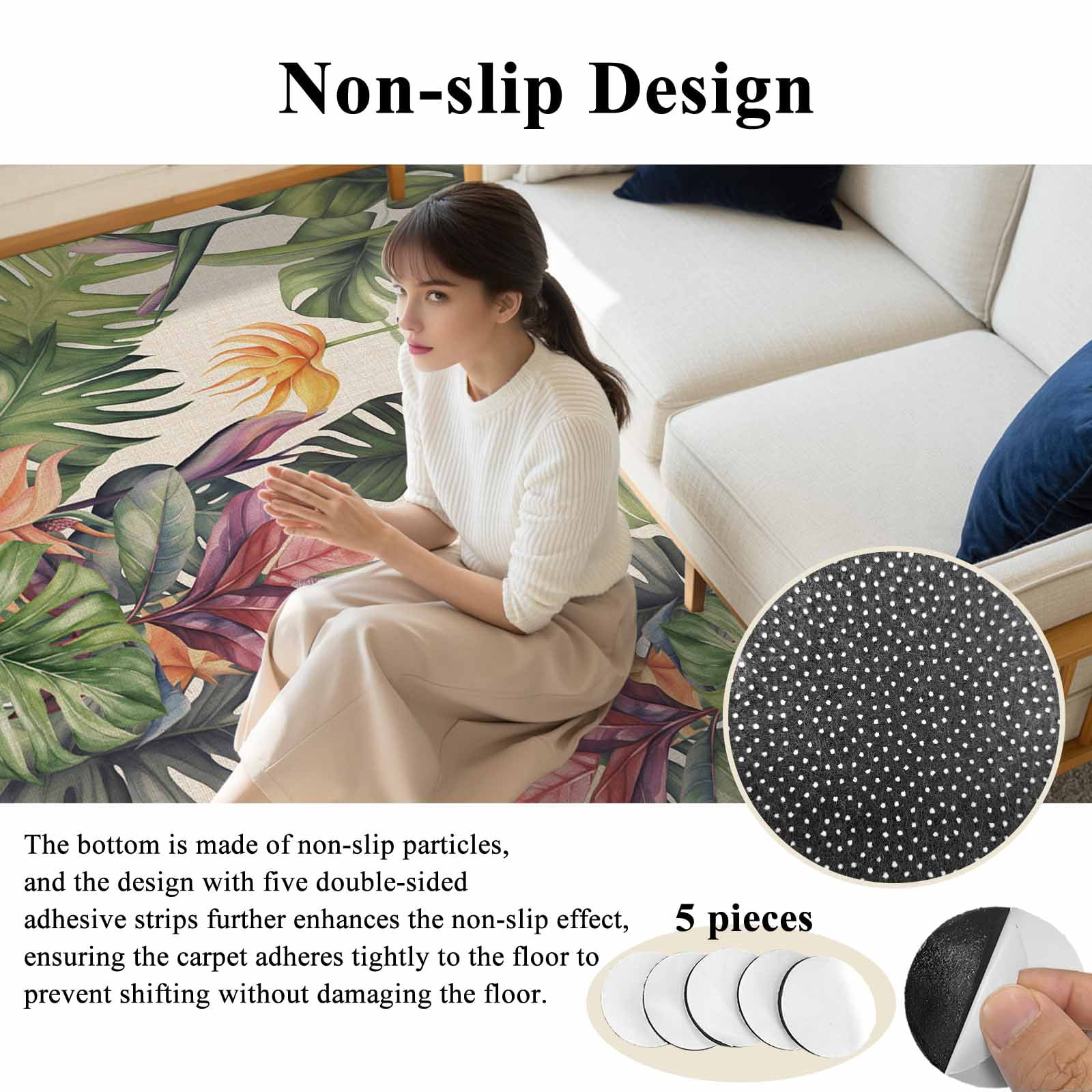 Entrance Runner Rug 2'x3', Palm Leaves Non-slip Doormat for Indoor Outdoor Entrance, Summer Botanical Tropical Plants Rustic Throw Floor Mat for Front Door/Living Room/Bedroom/Bathroom/Kitchen