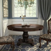 Furniture of America Ramsaran Wood Pedestal Dining Table in Brown Cherry