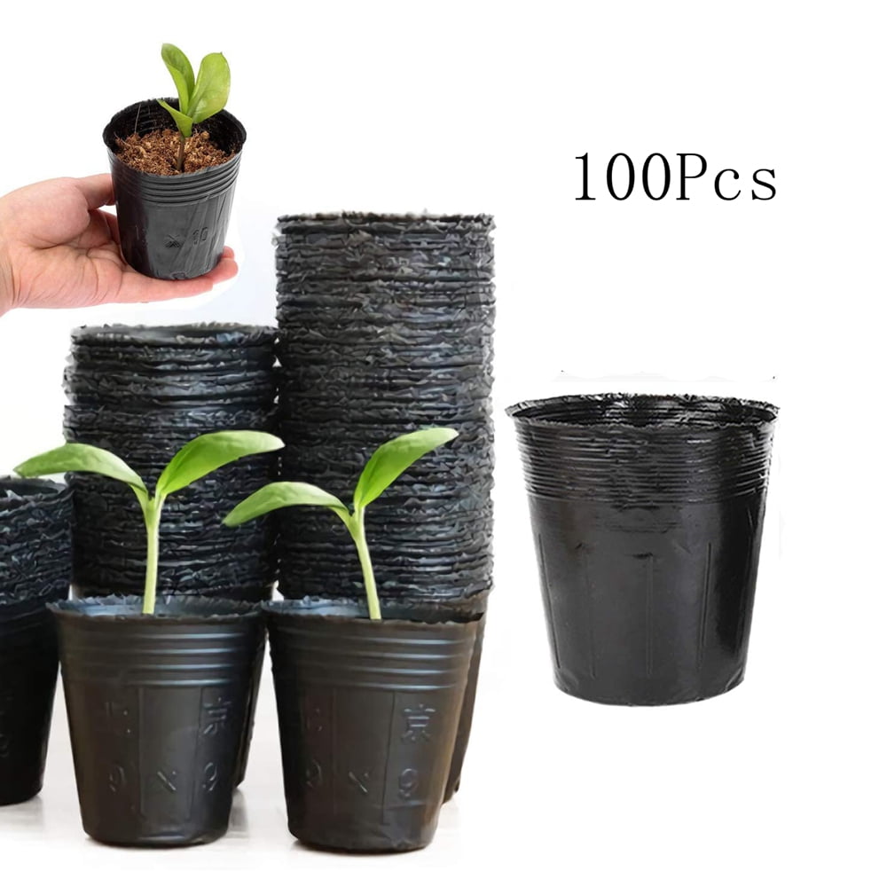 100Pcs Garden Plant Nutrition Pot Flower Seedling Nursery Plastic Bowl Container
