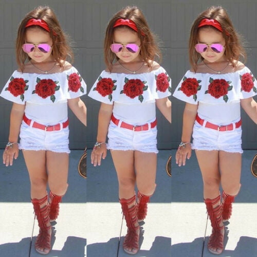 Toddler Baby Girls Kids Shirts Top Jeans Denim Short Summer Outfits Clothes Walmart Com Walmart Com