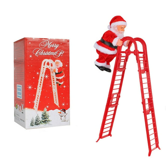 Santa Climbing Ladder Toy Electric Claus Plush Doll Toy For Christmas Tree Ornament Kids Gift