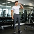 thumbnail image 3 of AZoiNM Men's Loose Fit Joggers Colorblock Ankle Cuff Drawstring Nylon Spandex Outdoor Casual Pants, 3 of 8