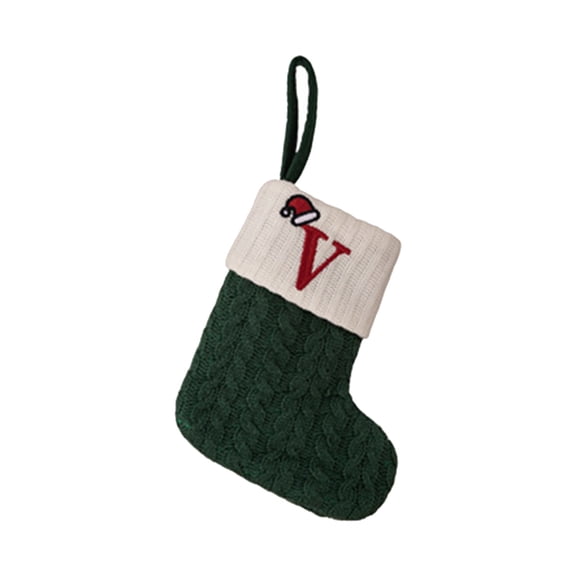 Personalized Christmas Stockings - Small Knit Stocking with Embroidered Initial for Family, Fireplace Hanging Decor, Monogram Xmas Stocking Holiday Decoration