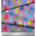 thumbnail image 3 of Soimoi Purple Georgette Viscose Fabric Christmas Tree Printed Fabric 1 Yard 42 Inch Wide, 3 of 3