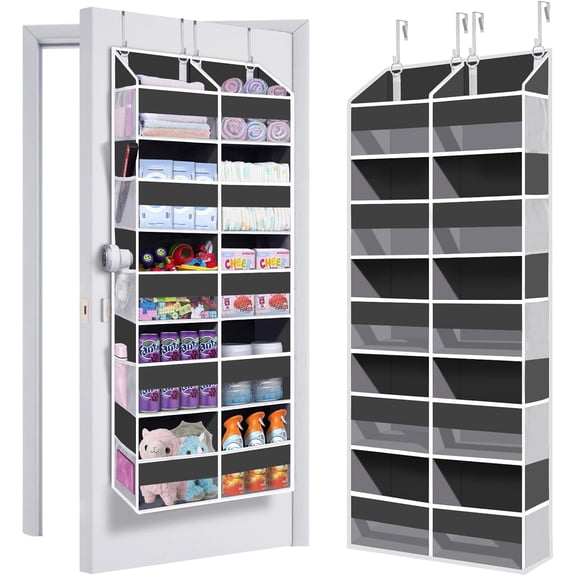 Over the Door Organizer 5 Tiers, Extra Large Behind Door Storage of 10 Compartments, Large Capacity Over Door Organizer, Door Hanging Organizer for Closet, Diaper Organizer, Room storage black