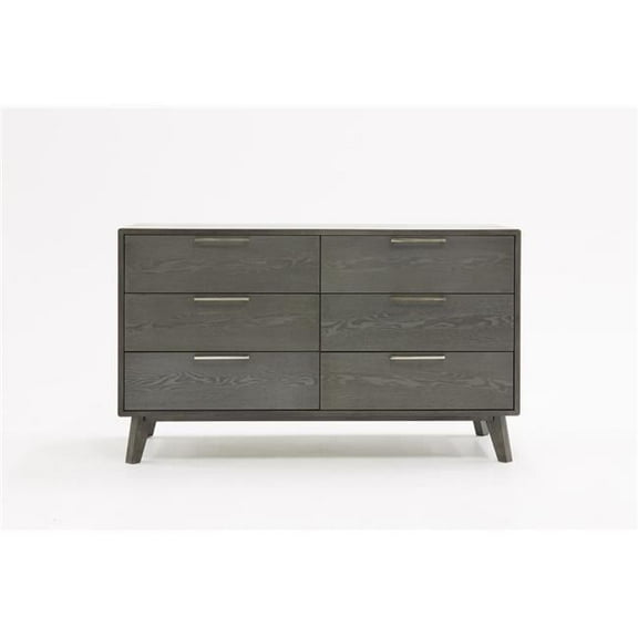 30 x 51 x 21 in. Gray Wash Solid Wood Six Drawers Double Dresser