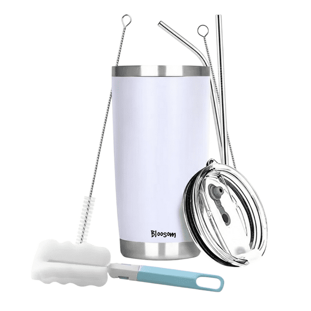 Termo Vasos Térmicos Bloosom 20oz Acero Inoxidable Para Calor Y Frío Blanco