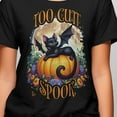 thumbnail image 2 of Too Cute to Spook Halloween Cat Pumpkin Graphic Tee, Unisex Cotton Shirt, Sizes S-3XL, 2 of 9