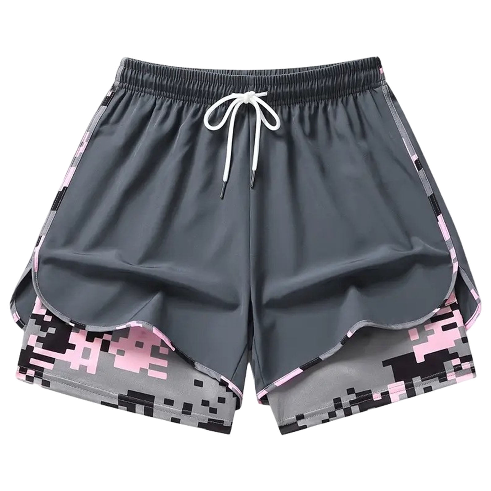 COMVALUE Womens Swim Trunks with Compression Liner Quick Dry 7 Inch Bathing Suit Beach Short with Zipper Pockets (Dark Gray, M)