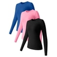 thumbnail image 2 of Youmylove Women Thermal Underwear 3-Pack Baselayer Shirts Long Sleeve Tops Crew Neck Stretch Fitted Base Layer Tee Shirts Tops Comfort Loungewear Clothing, 2 of 6
