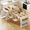 White Oak, variant on 82.7 inch Kitchen Island with Extendable Dining Table for 4-6 Person,Two-tone Kitchen Table, Power Outlet, 2 Drawers 2 Side Open Shelves, White/Black