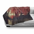 thumbnail image 3 of Nature Soft Flannel Fleece Throw Blanket, Enchanted Mist Forest with Shady Autumn Trees at Night Paint Artwork, Cozy Plush for Indoor and Outdoor Use, 70" x 90", Brown and Ruby, by Ambesonne, 3 of 6