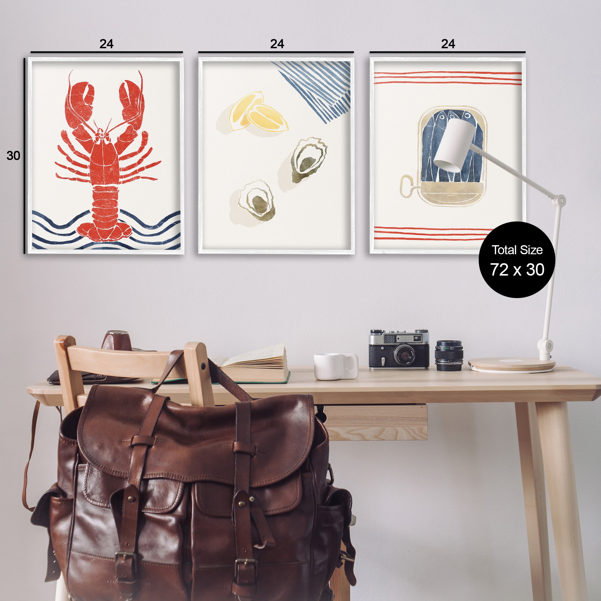 Stupell Industries Abstract Ocean Life Animals & Insects Painting White Framed Art Print Wall Art, 24 x 30, Set of 3