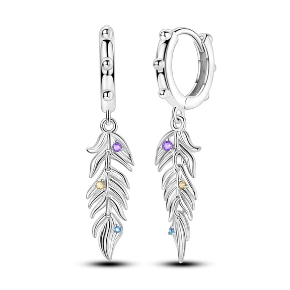 MULA Mother's day Retro Feather Tassel 925 Sterling Silver Hoop Earrings 5A Zircon for Women Jewelry Gift