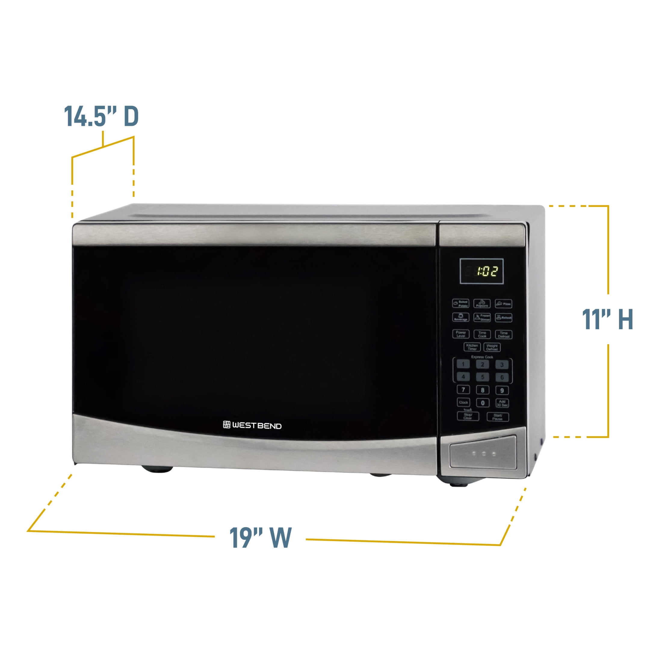 West Bend 0.9 cu. ft. Microwave Oven, in Stainless Steel (WBMW92S)