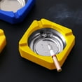 thumbnail image 4 of KUMHONW Portable Ash Tray for Cigarettes and Cigar Square Stainless Steel Tabletop Ashtray Ash Container Cigarette-Ashtray Ash Holder for Smokers Yellow, 4 of 9