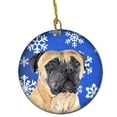 thumbnail image 1 of Mastiff Winter Snowflakes Holiday Ceramic Ornament, 1 of 1