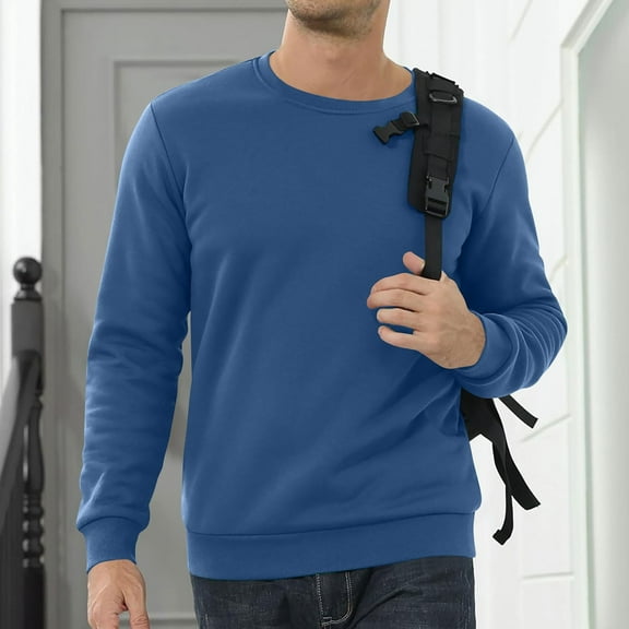 Men's Sherpa Lined Sweatshirts Pullover Basic Tops Warm Crewneck Winter Sweatshirt,Men's Warm Crewneck Sherpa Lined Sweatshirt Pullover Tops