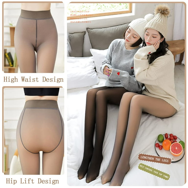 Women's Fleece Lined Tights Thermal Pantyhose Leggings Warm Pantyhose  Leggings Sheer Thick Tights for Winter 